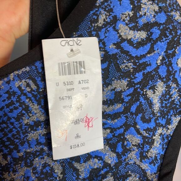 Cache Snakeskin Print Blue Bodycon Sleeveless Sweater Midi Dress | SZ S - Picture 13 of 14